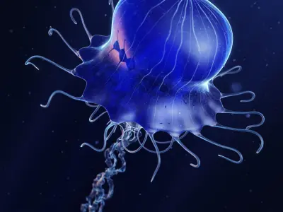 Jellyfish Realistic rigged animated 3D model