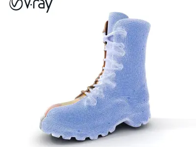 Military Tactical Boot Model Pack with Camouflage Design Low-poly 3D model