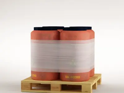 Plastic barrels on the pallet 3D model 3D model