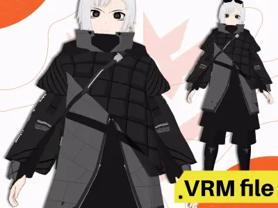 VRM SCIFI CYBERWEAR FUTURISTIC OUTFIT BOY URBAN STYLE VTUBER 3D model