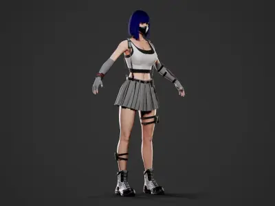 Secret Agent Girl - Game Ready Low-poly 3D model