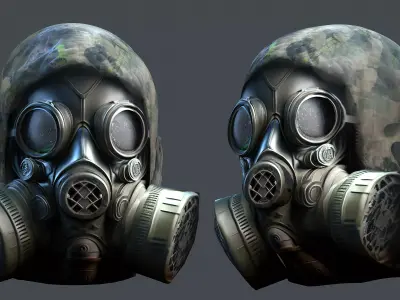 Gas mask helmet 3d model military combat Low-poly  Low-poly 3D model 9