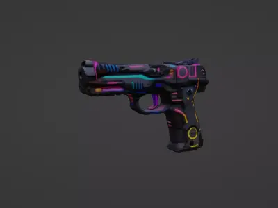 Cyberpunk Neon Handgun - Futuristic Weapon Design 3D model