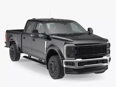 Black Heavy Duty Pickup Truck 3D model