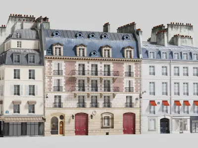 Paris quarter 1 Low-poly 3D model