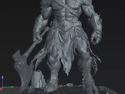 Minotaur Gorath Ironhorn Warlord 75mm STL 3D Print Miniature 3D print model