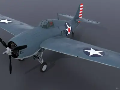 F4F-3 WILDCAT F26 Low-poly 3D model