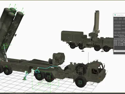 Rigged S-400 Missile n Radar Low-poly 3D model