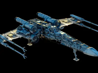 X-WING star wars x - fighter flying in sky 3D model