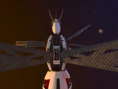 Cyber Mosquito Bug  Low-poly 3D model