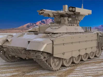Tank Terminator BMPT 72 Clay 3D model