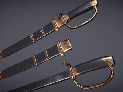 Sabre three swords Low-poly 3D model