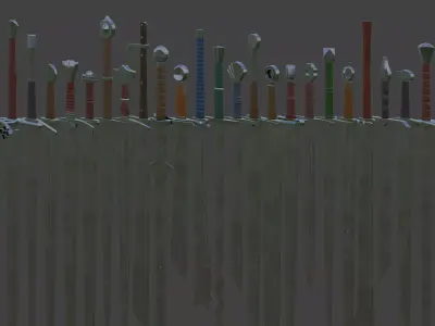 Modular Medieval European Sword-Falchion pack Low-poly 3D model