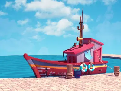 boat  stylized 3d Low-poly 3D model