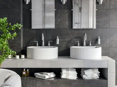  Above Counter Round Bathroom Sink Model, White 