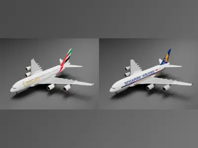 Airbus A380-800 6 Liveries Pack 3D Model Collection