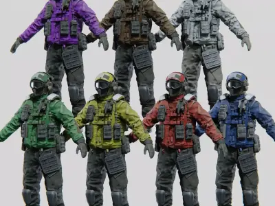 SOLDIER Flight Deck Crew Rigged 3D model