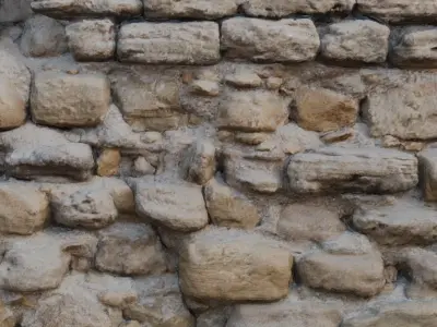 Weathered Stone Wall Scan Low-poly 3D model