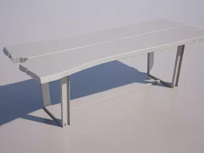 Rustic Live Edge Desk Table 5 Modern Organic Furniture 3D Model Low-poly 3D model