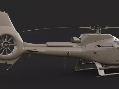 Airbus H130 Clay High Detail 3ds max Vray 3D model
