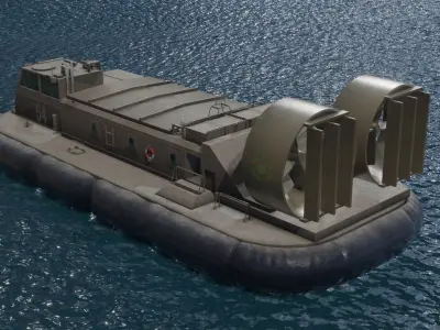 Hovercraft floating in water Low-poly 3D model