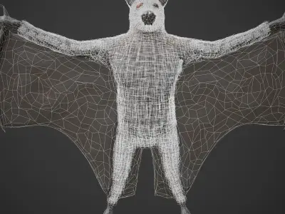 Bat Black Low-poly 3D model