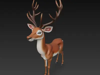 Deer Realistic 3D Model Basic - Low Poly Realistic Low-poly 3D model
