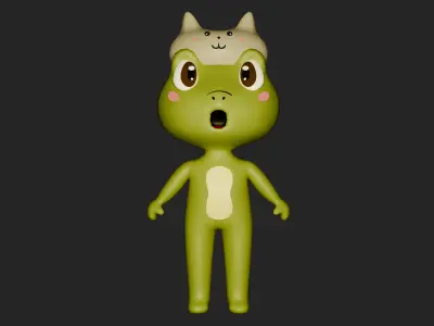 cute low poly 3d frog character Low-poly 3D model