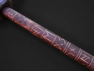 Viking War Hammer Low-poly 3D model