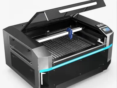 Steel Frame Laser Cutting System Rigged for Cinema 4D 3D model