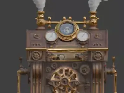 Stylized 3D Steampunk Control Console Low-poly 3D model