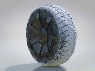 Snowy Tesla Cybertruck Wheel Low-poly 3D model