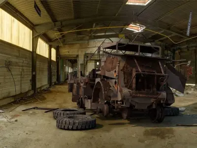 Wrecked truck model in 3 different poses 3D model