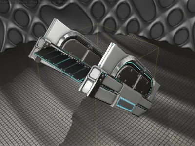 Sci-Fi Stairs - 22 - Silver Blue Neon Light Version Low-poly 3D model