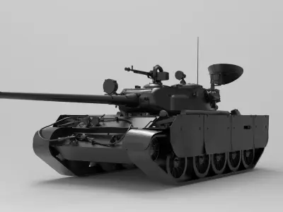 T-44-100 military tank Low-poly 3D model