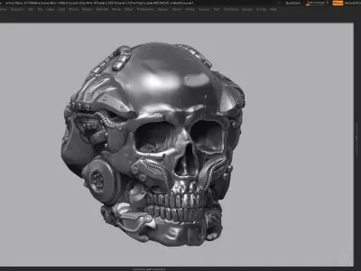 skull robot head a02 3d print model 3D print model