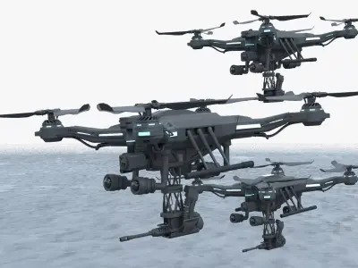 Modular Sci-Fi Military Drone Tactical Strike Unit  PBR Low Poly Low-poly 3D model