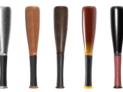 Baseball bat collection   Low-poly 3D model
