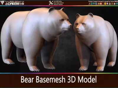 Bear Basemesh 3D Model Low-poly 3D model