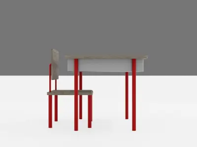 School Chair and Desk Free 3D model
