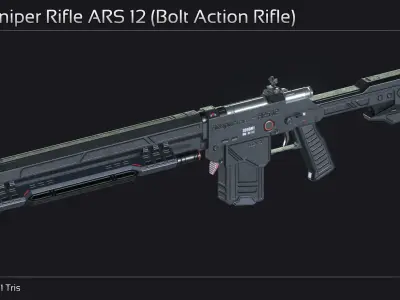 Scifi Sniper Rifle ARS 12 Low-poly 3D model