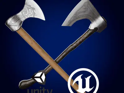 One Handed Viking Axes Free low-poly 3D model
