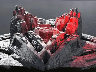 Alien Missile Defense base kit bash 2 3D model