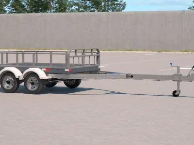 Utility Trailer with Railings 3D model