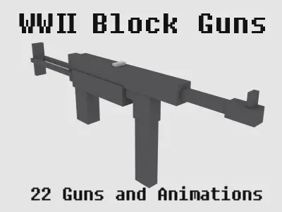 Block Guns WW2 Animated Low-poly 3D model