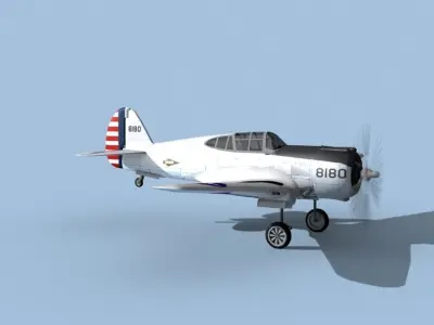 Curtiss P-36C Hawk V02 USAAF 3D model