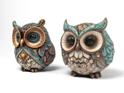 Owls figures Low-poly 3D model