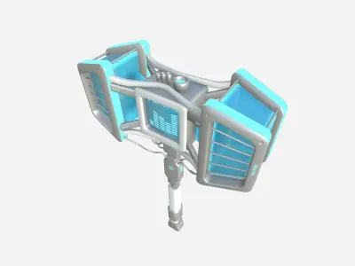 SciFi War Hammer A02 White Blue - Sci Fi Weapon Design Low-poly 3D model