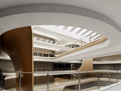 Shopping Mall interior Low-poly 3D model