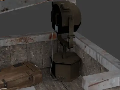 Watchtower with Military Crates and Spotligh 3D model